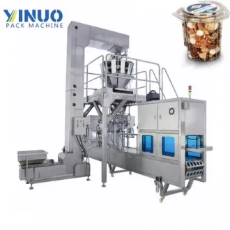 Máquina automática de llenado y sellado de vasos para nueces con pesadora multicabezal | Línea de envasado de nueces de alta velocidad