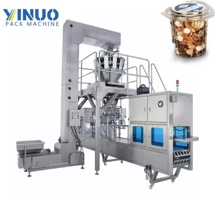 M&aacute;quina autom&aacute;tica de llenado y sellado de vasos para nueces con pesadora multicabezal | L&iacute;nea de envasado de nueces de alta velocidad