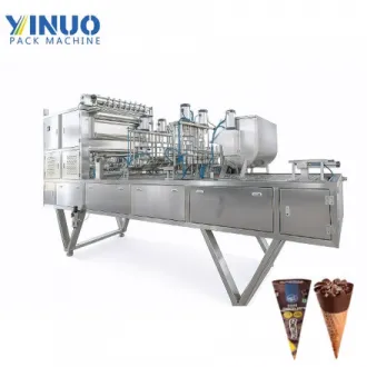 Máquina automática de llenado y sellado de conos de helado | Línea de llenado de conos de gofre para producción de helado blando o duro