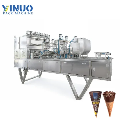Máquina automática de llenado y sellado de conos de helado