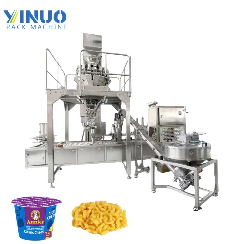 Máquina envasadora, llenadora y sellado con pesador de cabezales múltiples para macarrones y pastas