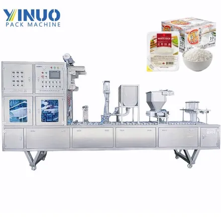 M&aacute;quina llenadora y selladora de cajas de arroz instant&aacute;neo / M&aacute;quina empacadora de bandejas de arroz listas para comer