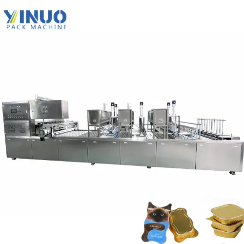 Máquina automática de llenado y sellado de bandejas de papel de aluminio
