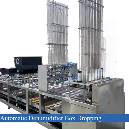 Máquina automática de envasado, llenado, sellado y taponado de cajas deshumidificadoras